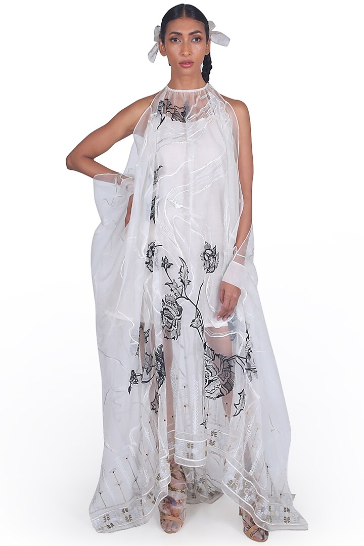 Grey Embroidered Gown by Samant Chauhan