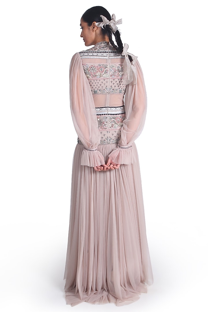 Light Peach Embroidered Gown by Samant Chauhan at Pernia's Pop Up Shop