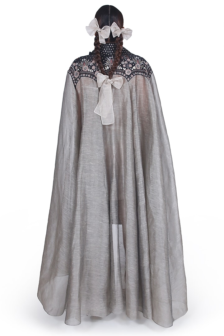 Black & Grey Embroidered Kaftan Jacket by Samant Chauhan at Pernia's Pop Up Shop