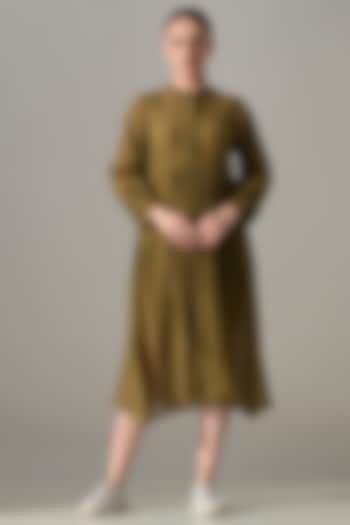 Olive Cotton Silk Summer Dress by Samant Chauhan at Pernia's Pop Up Shop