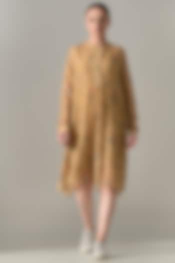 Beige Cotton Silk Floral Printed Tunic Vacation Dress by Samant Chauhan at Pernia's Pop Up Shop