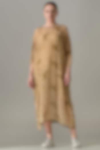 Beige Cotton Silk Floral Printed Kaftan Vacation Dress by Samant Chauhan at Pernia's Pop Up Shop