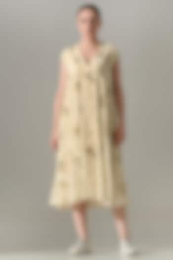 Cream Cotton Silk Printed Vacation Dress by Samant Chauhan at Pernia's Pop Up Shop