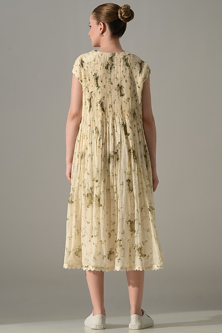 Cream Cotton Silk Printed Vacation Dress by Samant Chauhan at Pernia's Pop Up Shop