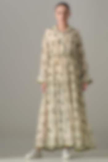 Cream Cotton Silk Printed Vacation Dress by Samant Chauhan at Pernia's Pop Up Shop