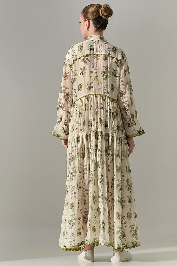 Cream Cotton Silk Printed Vacation Dress by Samant Chauhan at Pernia's Pop Up Shop