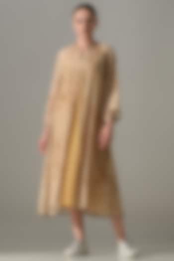 Beige Cotton Silk Printed Jacket Vacation Dress by Samant Chauhan at Pernia's Pop Up Shop