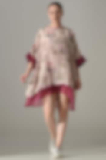 Pink Cotton Silk Floral Printed Kaftan Vacation Dress by Samant Chauhan at Pernia's Pop Up Shop