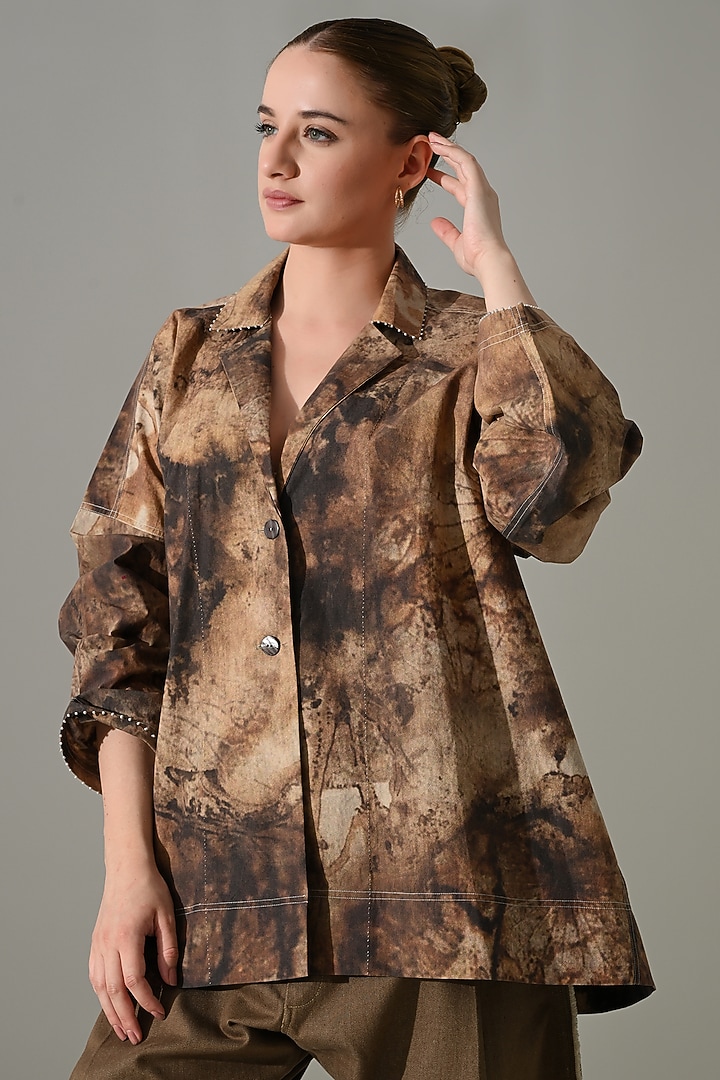 Brown Cotton Tie-Dye Co-Ord Set by Samant Chauhan at Pernia's Pop Up Shop