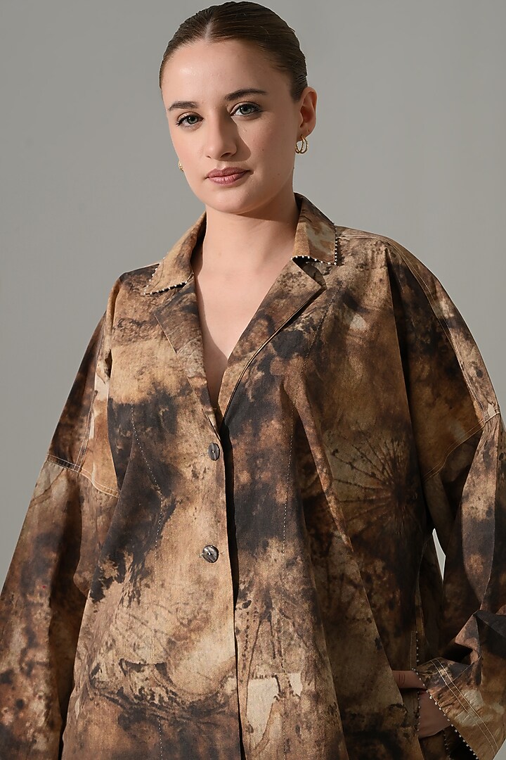 Brown Cotton Tie-Dye Co-Ord Set by Samant Chauhan at Pernia's Pop Up Shop