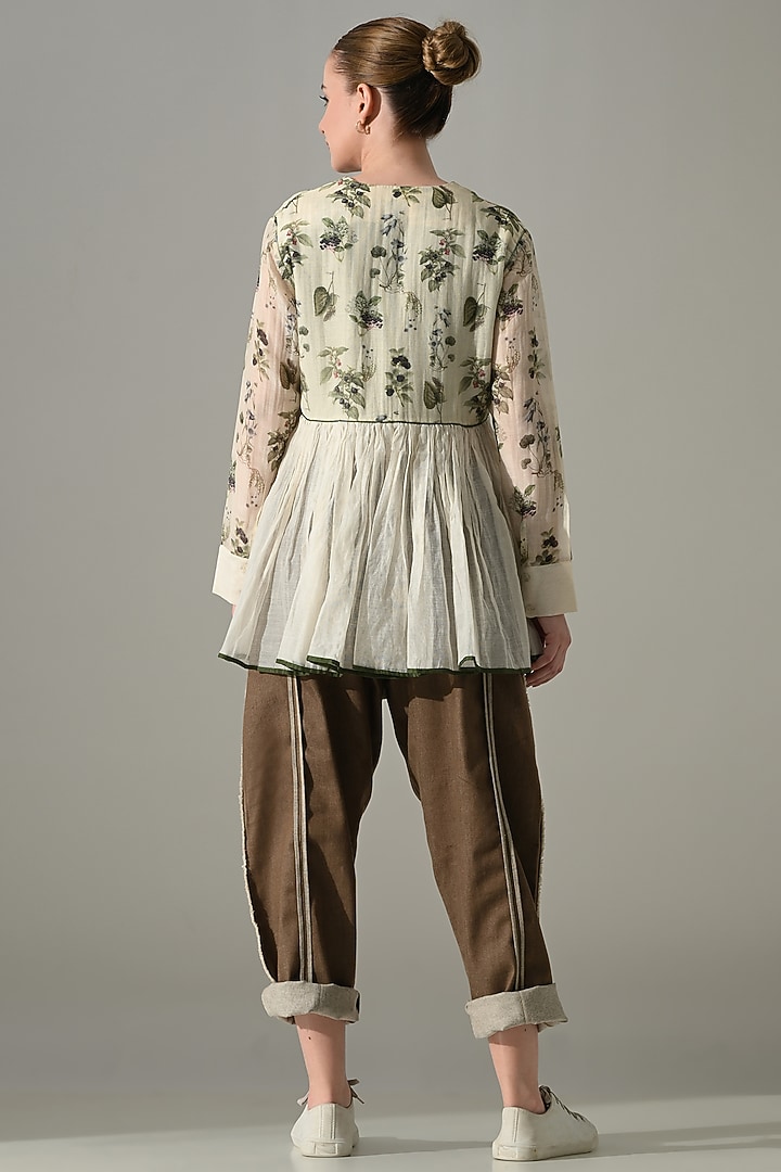 Cream Cotton Silk Printed Tunic Set by Samant Chauhan at Pernia's Pop Up Shop