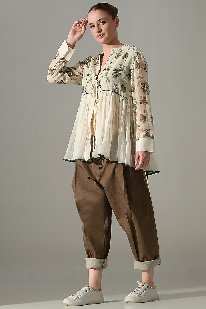 Cream Cotton Silk Printed Tunic Set by Samant Chauhan at Pernia's Pop Up Shop