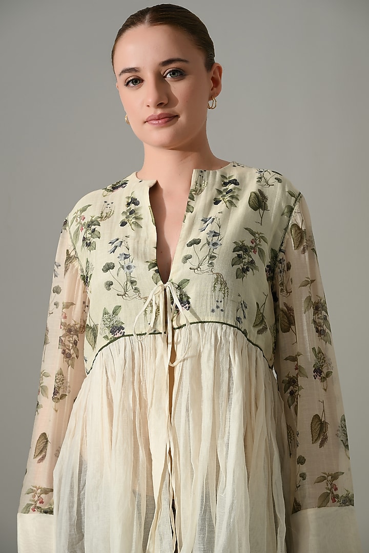 Cream Cotton Silk Printed Tunic Set by Samant Chauhan at Pernia's Pop Up Shop