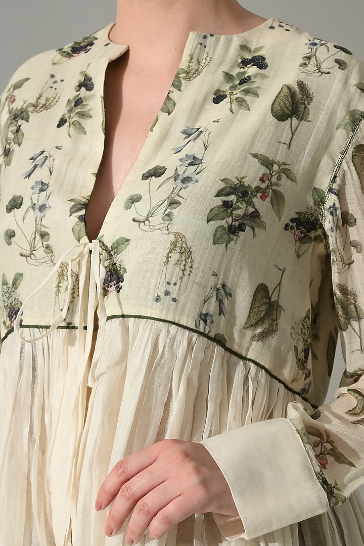 Cream Cotton Silk Printed Tunic Set by Samant Chauhan at Pernia's Pop Up Shop