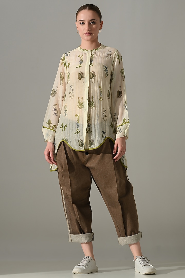 Cream Cotton Silk Printed Tunic Set by Samant Chauhan at Pernia's Pop Up Shop