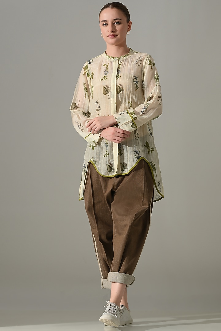 Cream Cotton Silk Printed Tunic Set by Samant Chauhan at Pernia's Pop Up Shop