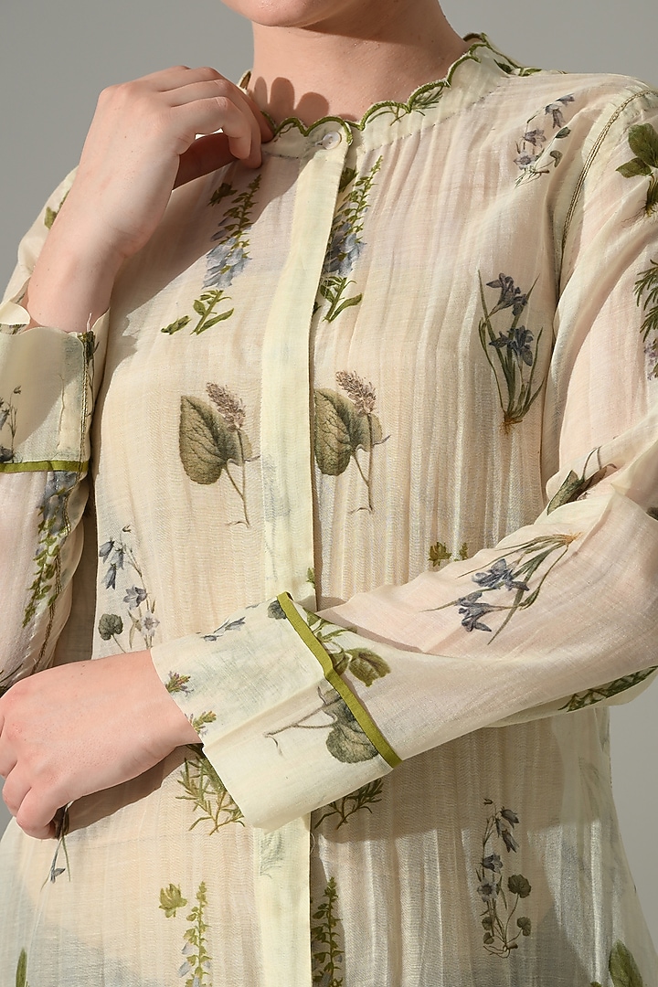 Cream Cotton Silk Printed Tunic Set by Samant Chauhan at Pernia's Pop Up Shop