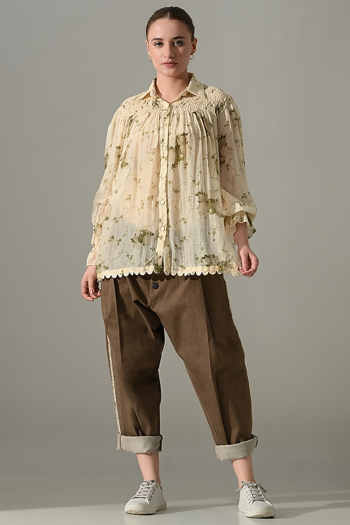 Cream Cotton Silk Printed Co-Ord Set by Samant Chauhan at Pernia's Pop Up Shop