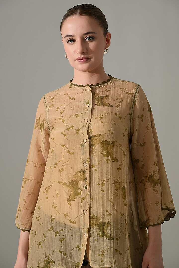Beige Cotton Silk Printed Co-Ord Set by Samant Chauhan at Pernia's Pop Up Shop