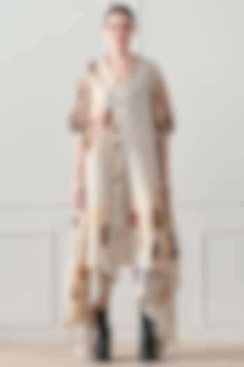 Beige Cotton Linen Printed Vacation Dress by Samant Chauhan at Pernia's Pop Up Shop