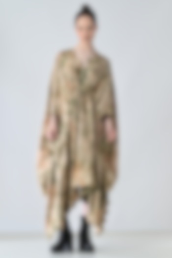Beige Cotton Printed Kaftan Vacation Dress by Samant Chauhan at Pernia's Pop Up Shop