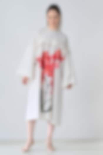 Off-White Cotton Botanical Printed Midi Shirt Vacation Dress by Samant Chauhan at Pernia's Pop Up Shop