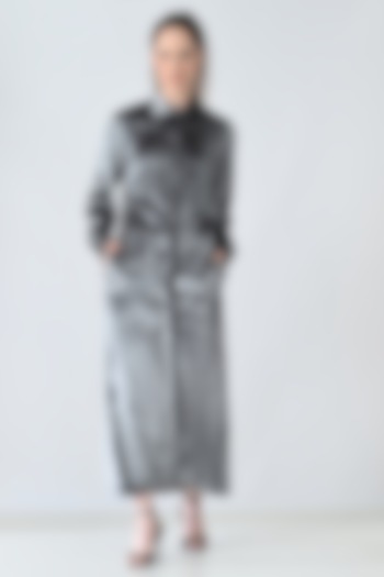 Grey Polyester Blend Shirt Vacation Dress by Samant Chauhan at Pernia's Pop Up Shop