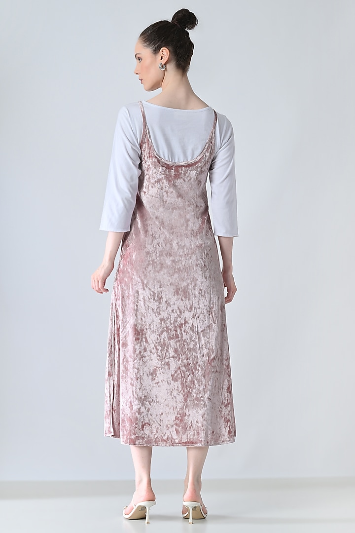Blush Pink Velvet Strappy Vacation Dress by Samant Chauhan at Pernia's Pop Up Shop
