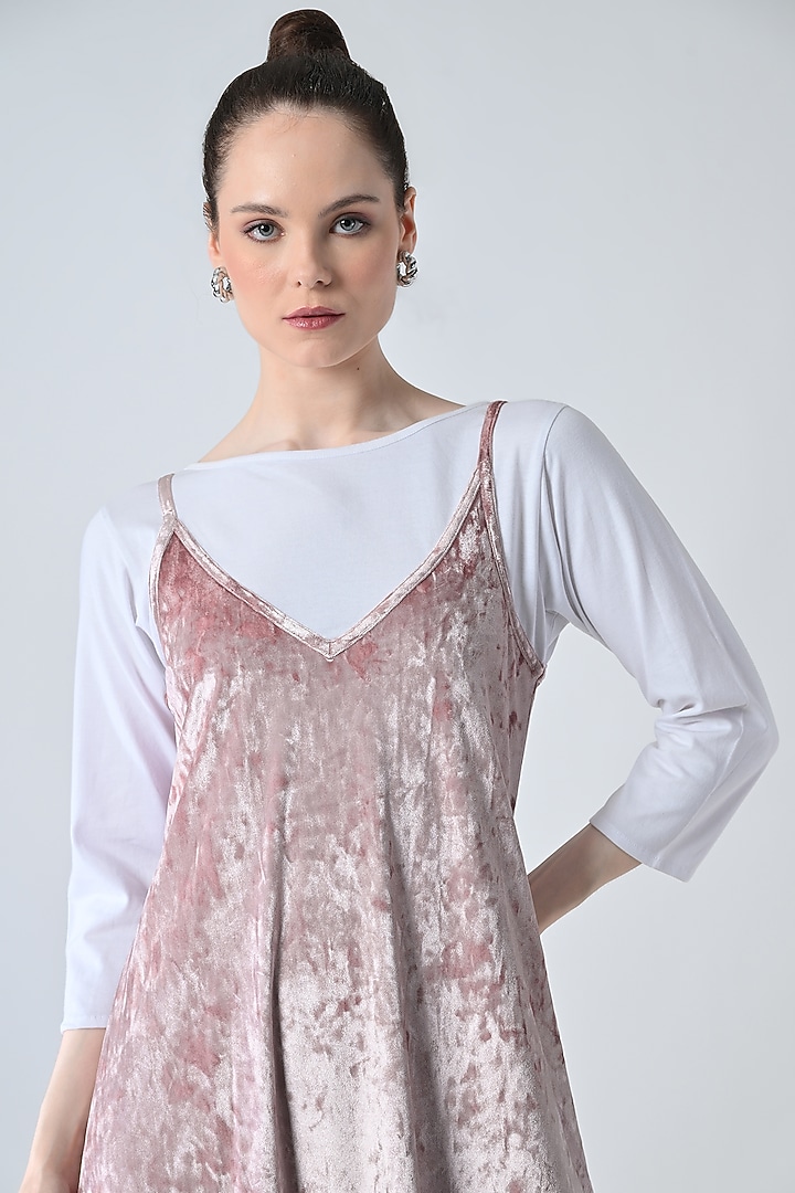 Blush Pink Velvet Strappy Vacation Dress by Samant Chauhan at Pernia's Pop Up Shop