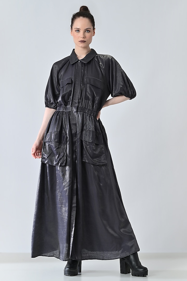 Midnight Black Polyester Blend Maxi Vacation Dress by Samant Chauhan at Pernia's Pop Up Shop