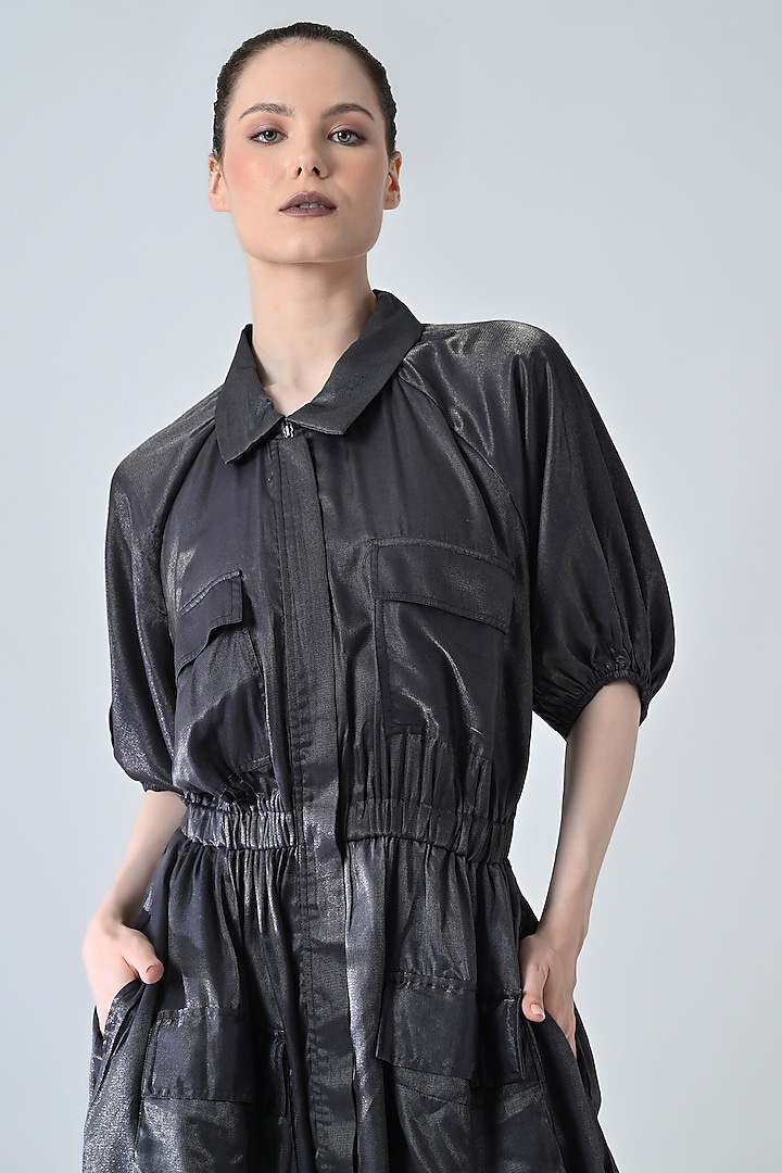 Midnight Black Polyester Blend Maxi Vacation Dress by Samant Chauhan at Pernia's Pop Up Shop