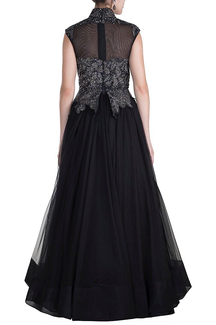 Black Embroidered Wedding Gown by Samant Chauhan at Pernia's Pop Up Shop