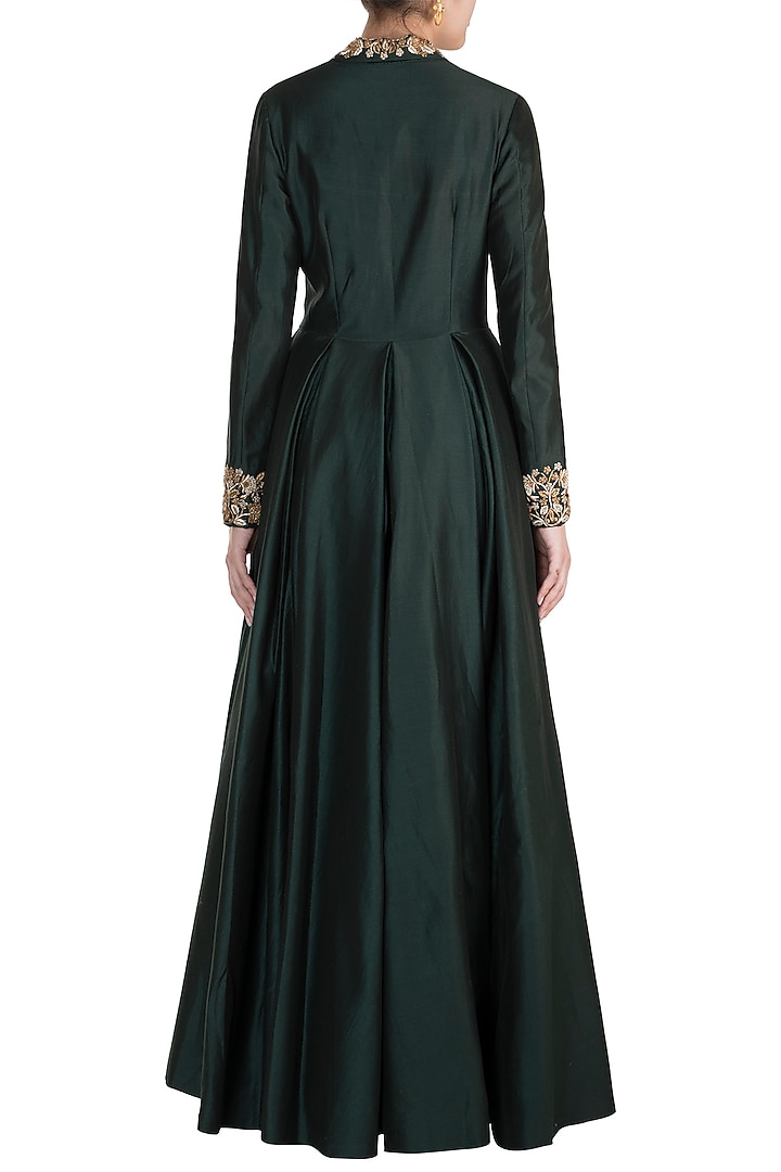 Green Embroidered Jacket Engagement Gown by Samant Chauhan at Pernia's Pop Up Shop