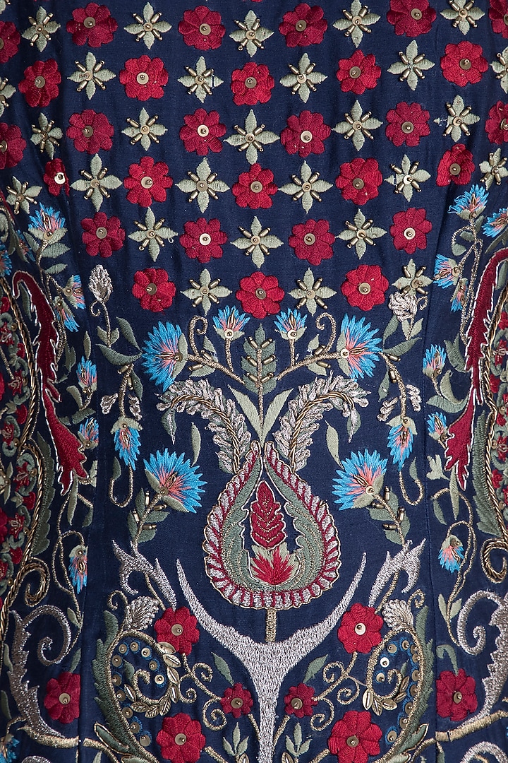 Navy Blue Embroidered Bridal Sharara Set by Samant Chauhan at Pernia's Pop Up Shop