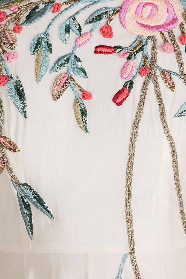 Off White Silk Embroidered Jacket Wedding Gown by Samant Chauhan at Pernia's Pop Up Shop