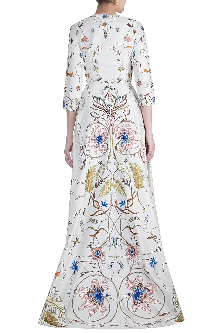 Off White Embroidered Front Open Jacket Wedding Gown by Samant Chauhan at Pernia's Pop Up Shop