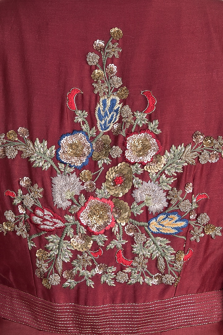 Wine Embroidered Engagement Gown WIth Inner by Samant Chauhan at Pernia's Pop Up Shop