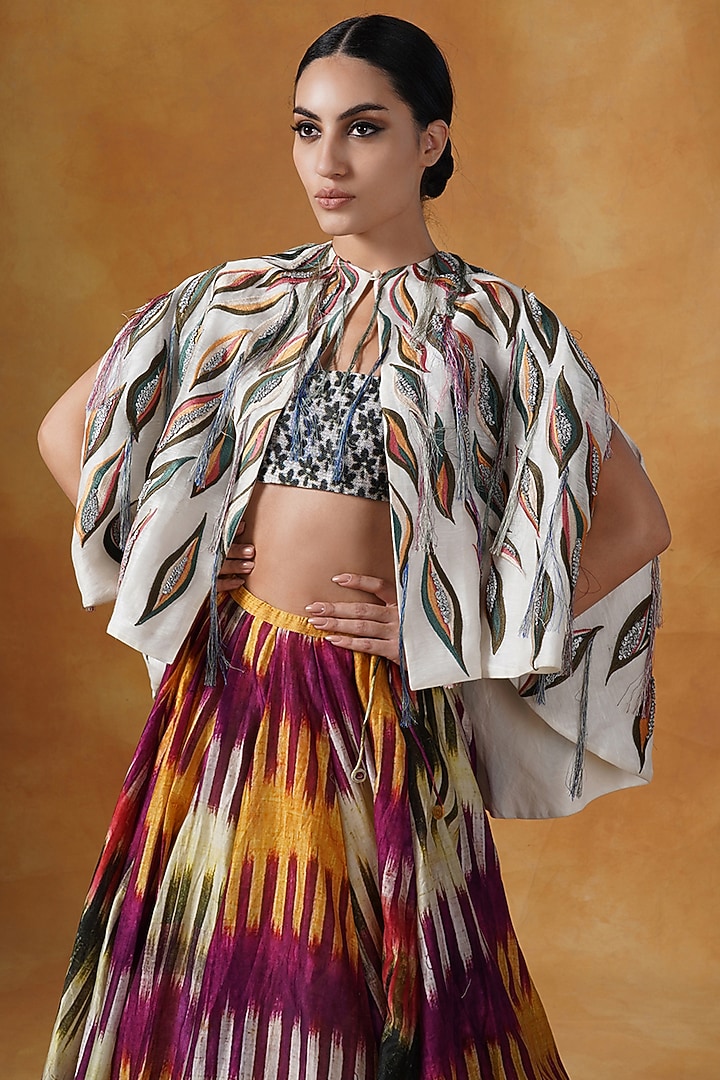 Multi-Colored Cotton Silk Printed Wedding Lehenga Set by Samant Chauhan at Pernia's Pop Up Shop