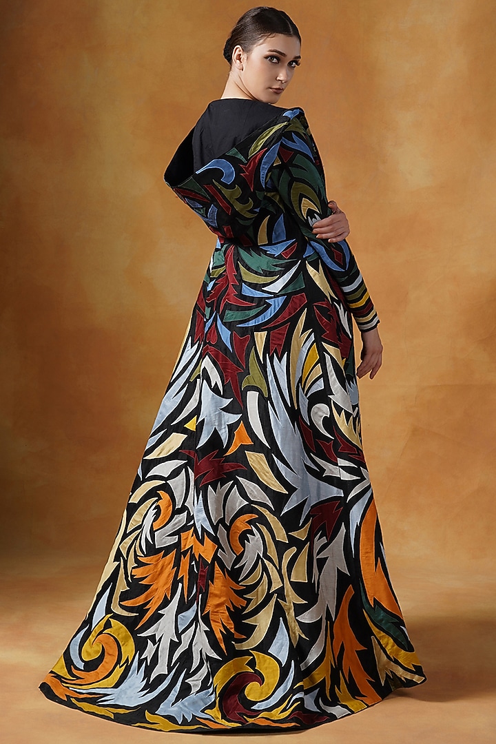 Black Cotton Silk Jacket Bridal Lehenga Set by Samant Chauhan at Pernia's Pop Up Shop