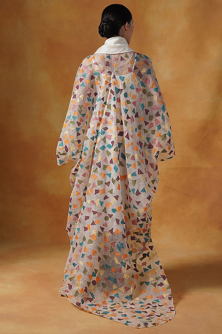 Ivory Organza & Linen Silk Party Wear Dress by Samant Chauhan at Pernia's Pop Up Shop