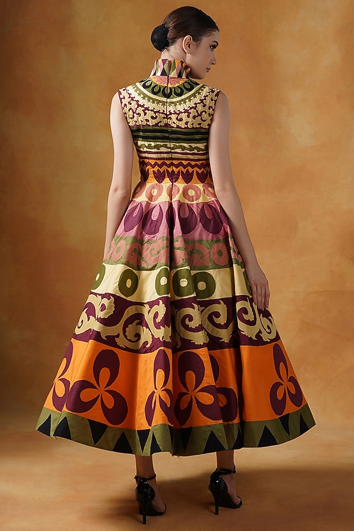 Multi-Colored Cotton Silk Wedding Gown With Jacket by Samant Chauhan at Pernia's Pop Up Shop