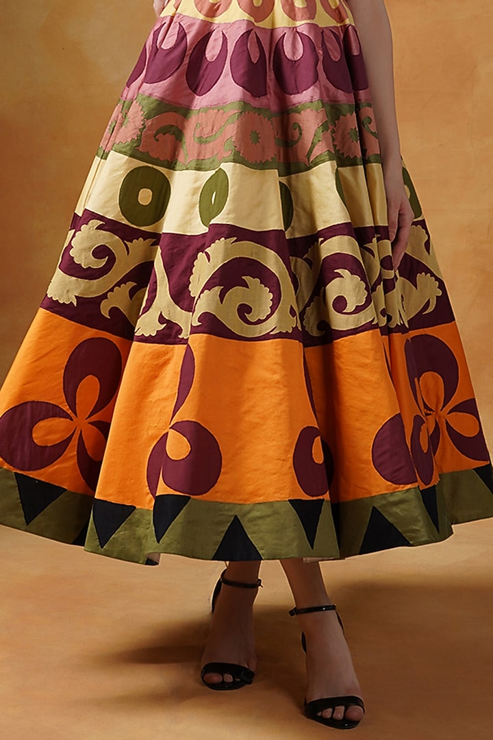 Multi-Colored Cotton Silk Wedding Gown With Jacket by Samant Chauhan at Pernia's Pop Up Shop