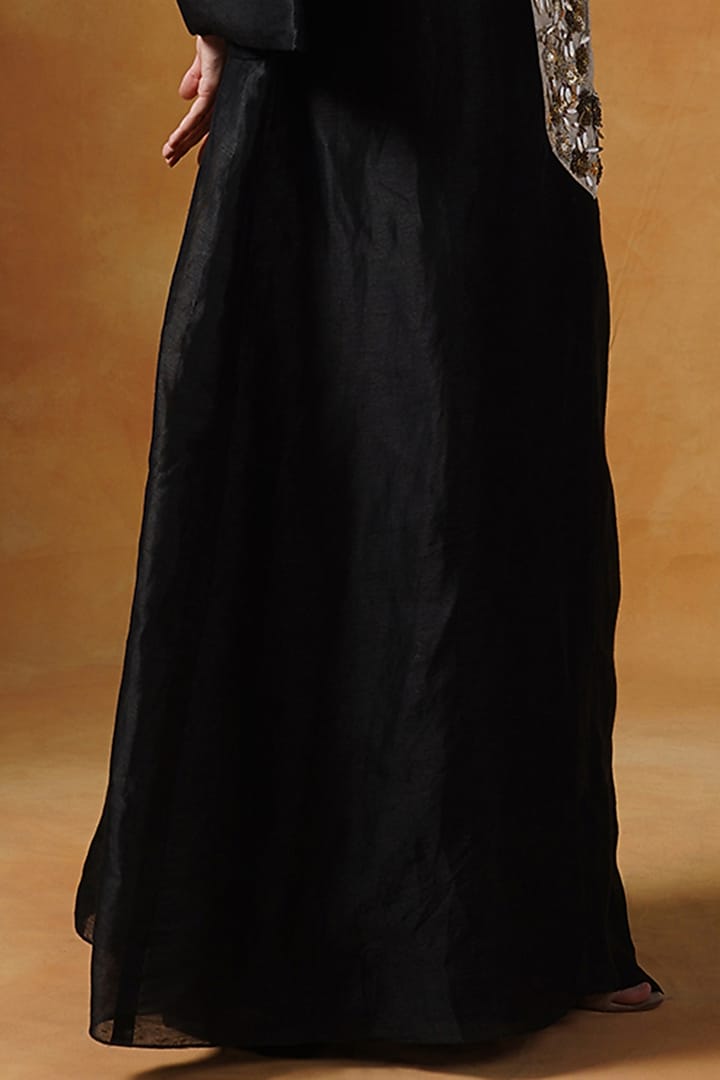 Black Linen Silk Embellished Engagement Gown by Samant Chauhan at Pernia's Pop Up Shop