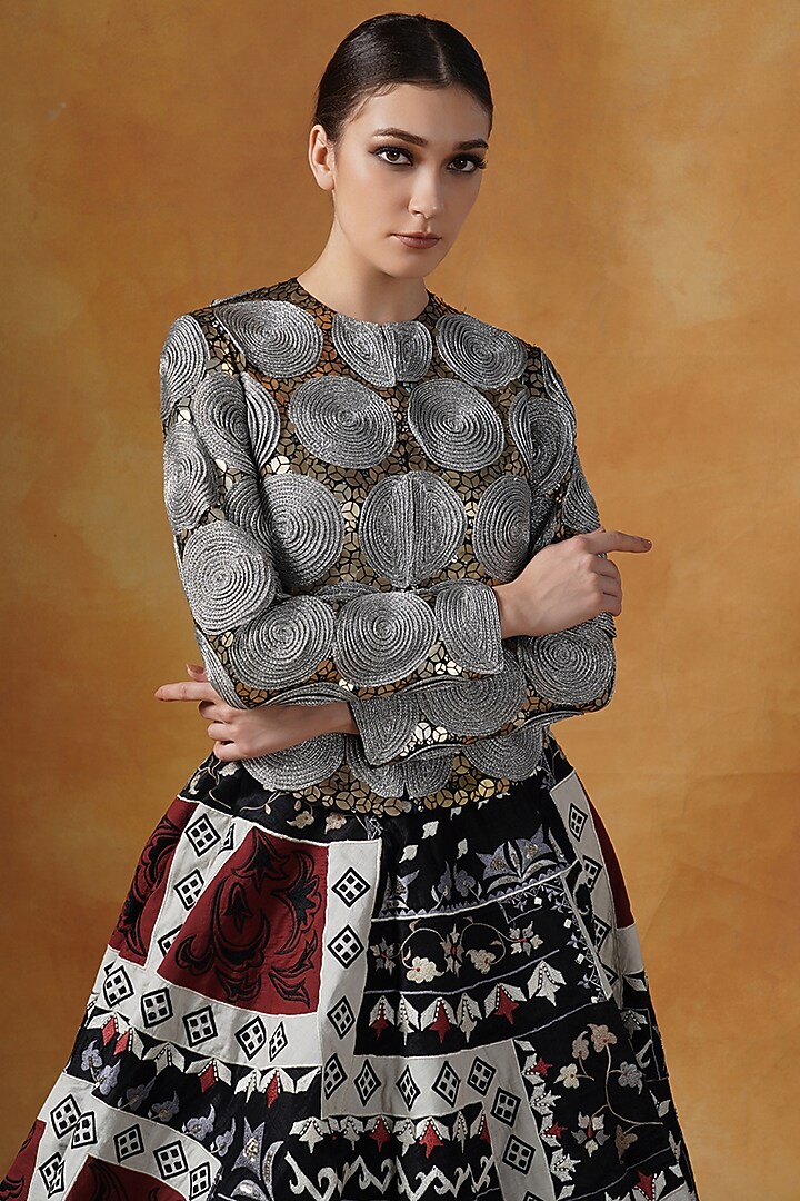 Multi-Colored Cotton Silk Embroidered Bridal Lehenga Set by Samant Chauhan at Pernia's Pop Up Shop