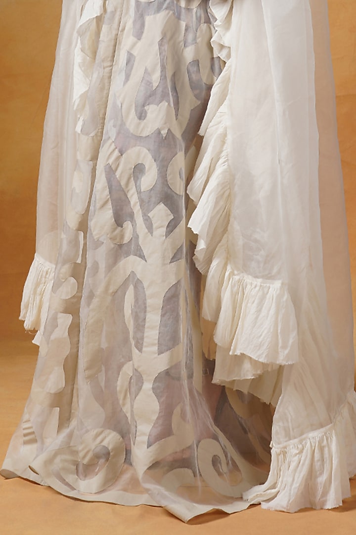 Ivory Cotton Silk Embroidered Wedding Lehenga Set by Samant Chauhan at Pernia's Pop Up Shop