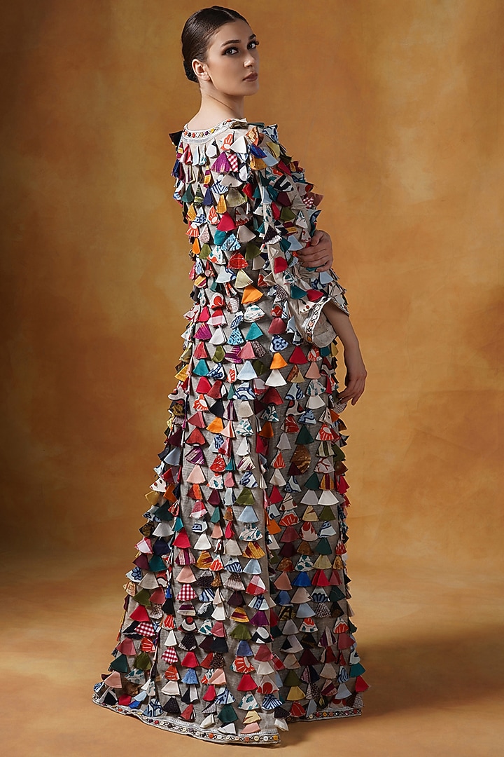 Black Cotton Silk Maxi Party Wear Dress With Jacket by Samant Chauhan at Pernia's Pop Up Shop
