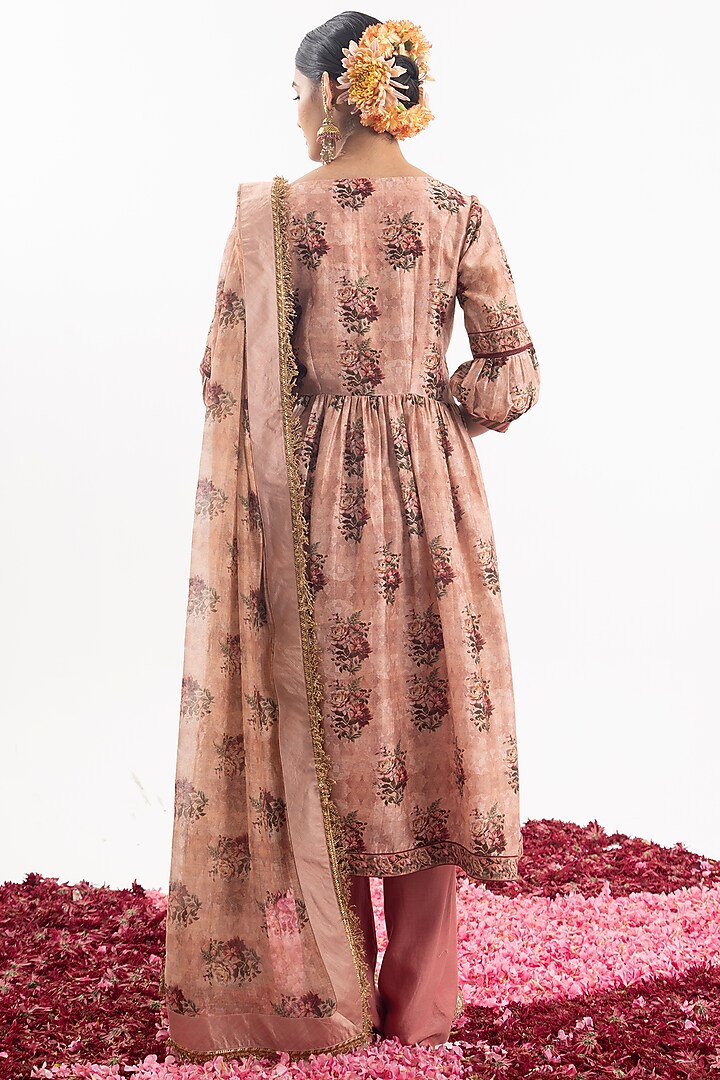 Peach Cotton Silk Chanderi Digital Printed Kurta Set by Samant Chauhan at Pernia's Pop Up Shop