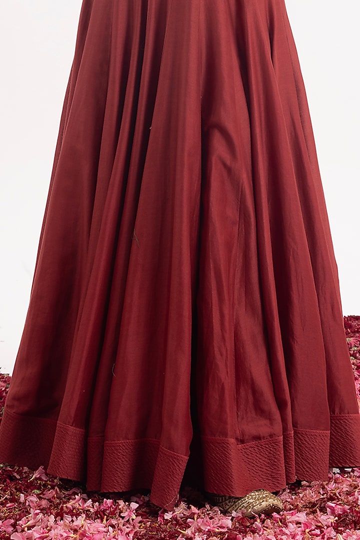 Wine Cotton Silk Chanderi Wedding Anarkali by Samant Chauhan at Pernia's Pop Up Shop