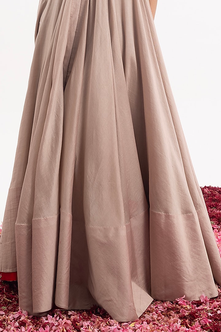 Beige Cotton Silk Chanderi Embroidered Wedding Anarkali by Samant Chauhan at Pernia's Pop Up Shop