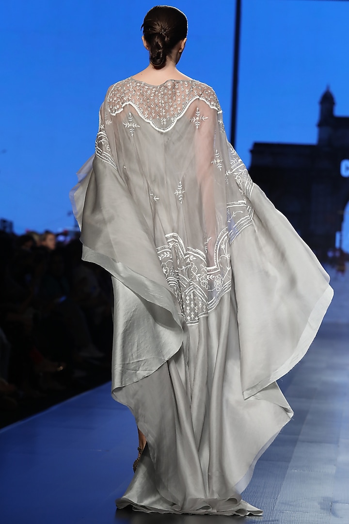 Grey Cotton Silk Kaftan by Samant Chauhan at Pernia's Pop Up Shop